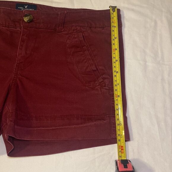 American Eagle Outfitters Womens Maroon Midi Stretch Shorts Size 8 Regular NWOT - Picture 6 of 8